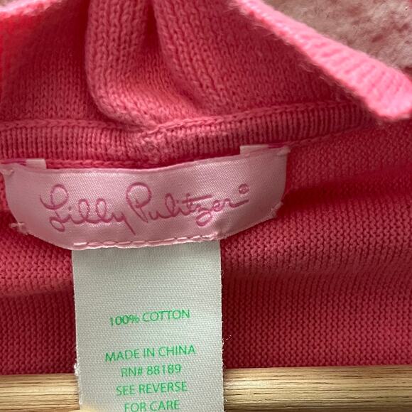 Vintage Lily Pulitzer Pink Ruffle Trim Open Cardigan Shawl Preppy 100% Cotton - Picture 5 of 6